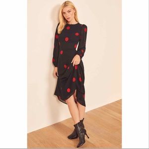 Reformation Luanne black/red Polka Dot dress (size 6)